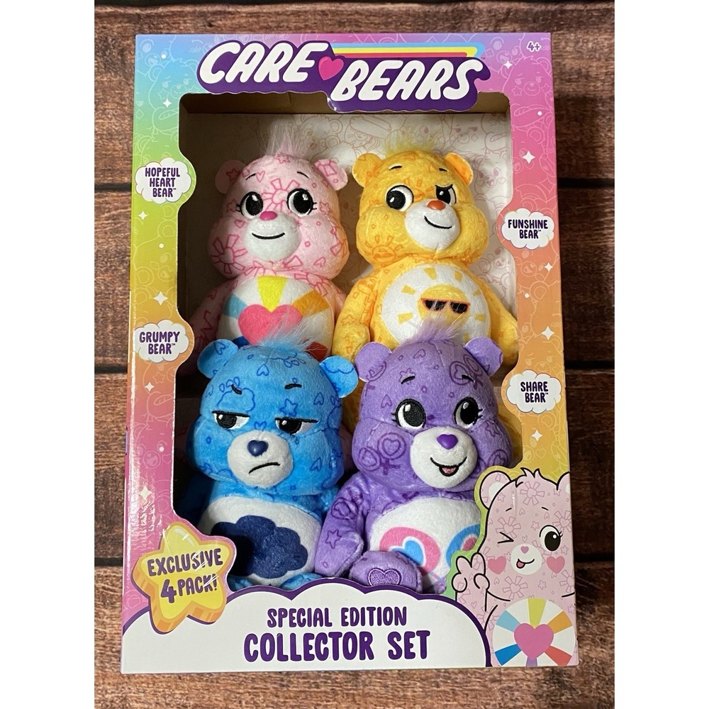 Care Bears Special Edition Collector Set Exclusive 4 Pack (8 inch Plush) New